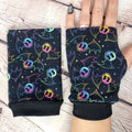Rainbow skull bats fingerless gloves