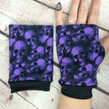 Purple skulls fingerless gloves stocking filler gift