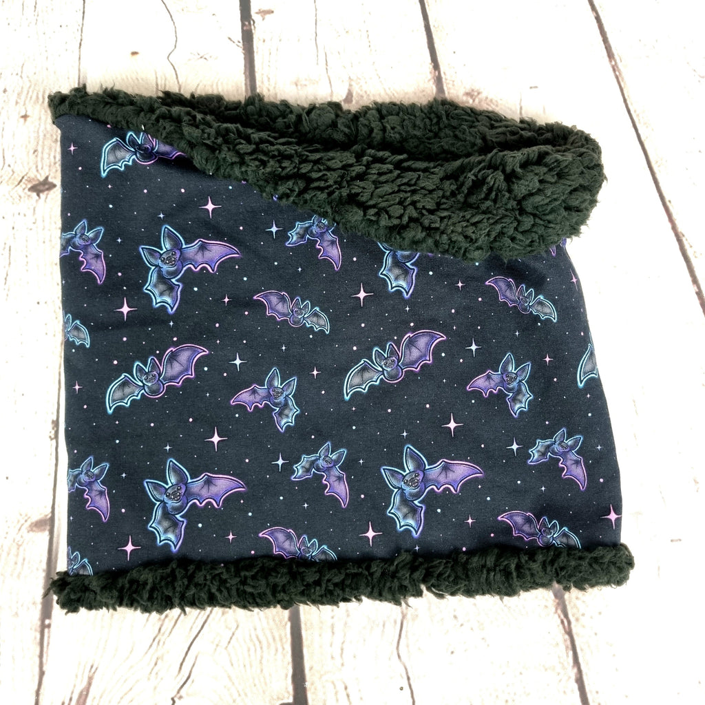 Bats purple outline snood scarf