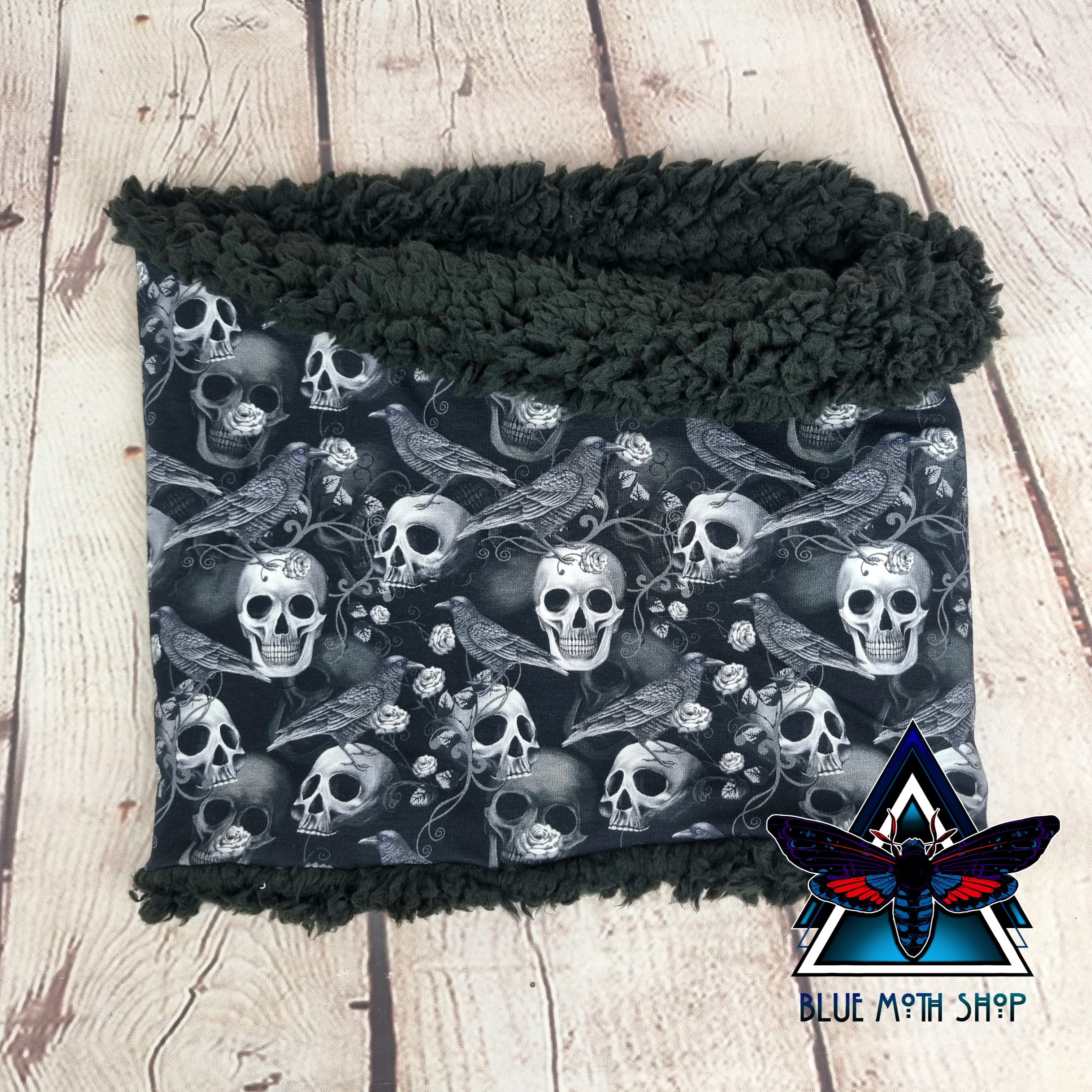 Gothic Skulls and Ravens snood scarf