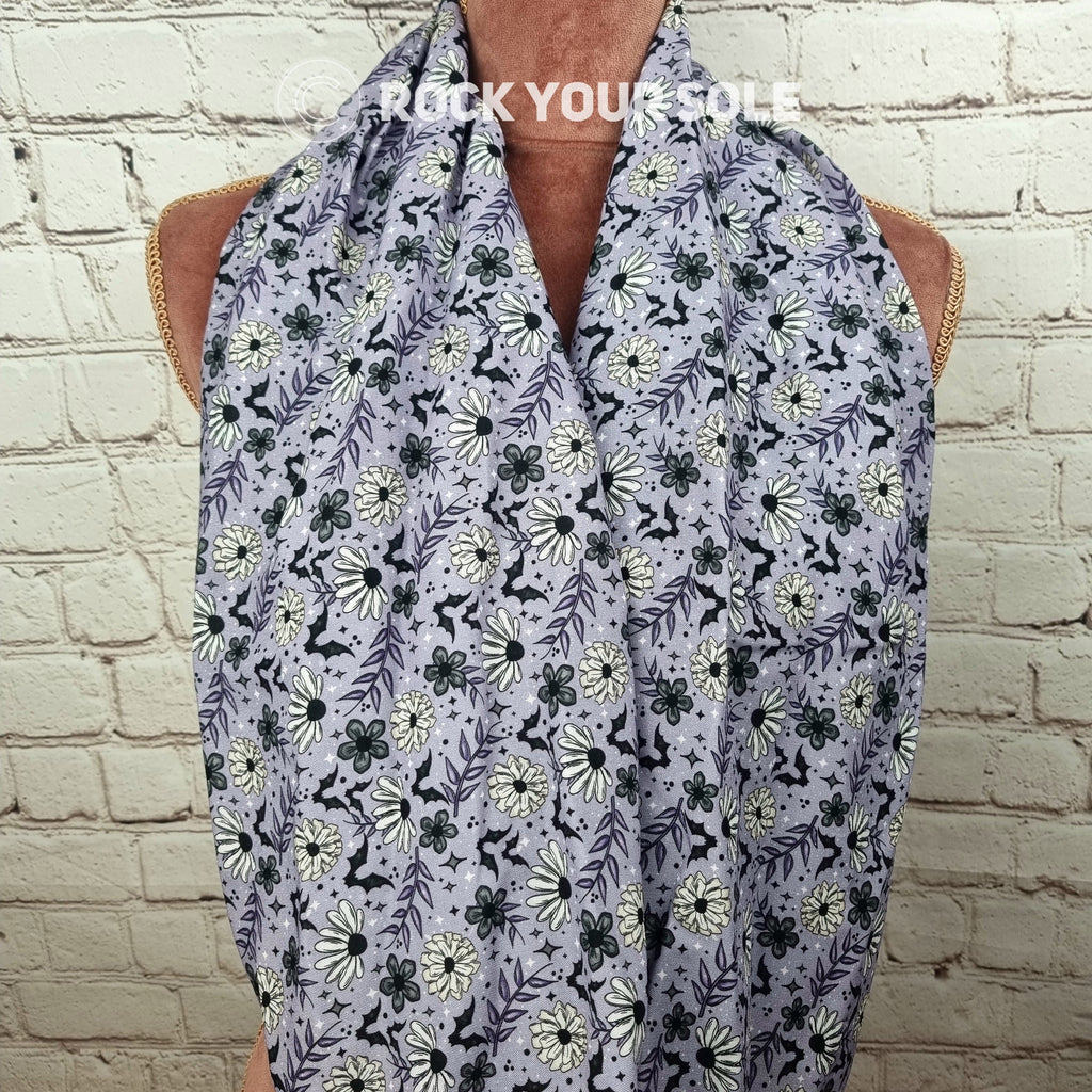 Lilac Floral Bats infinity scarf