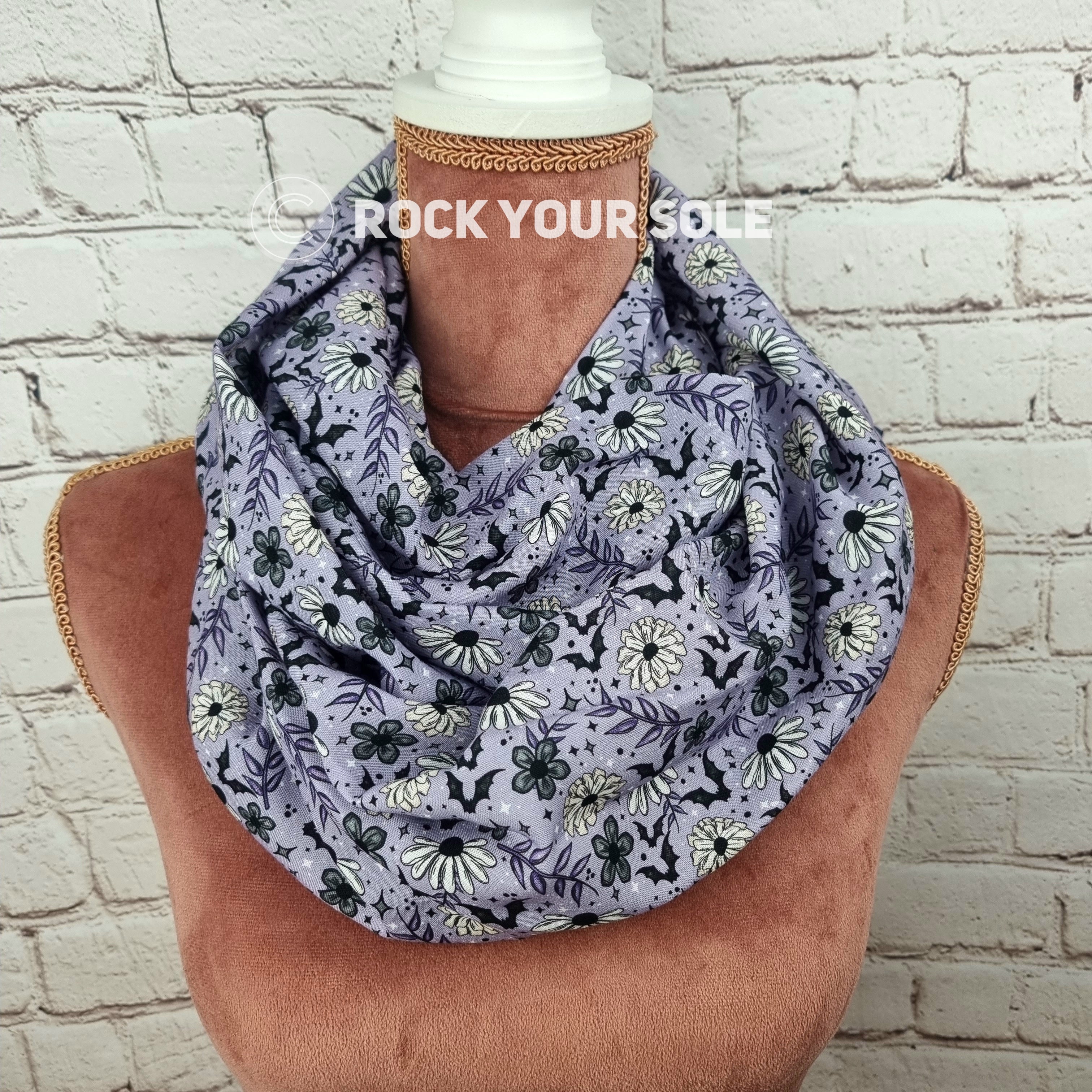 Lilac Floral Bats infinity scarf