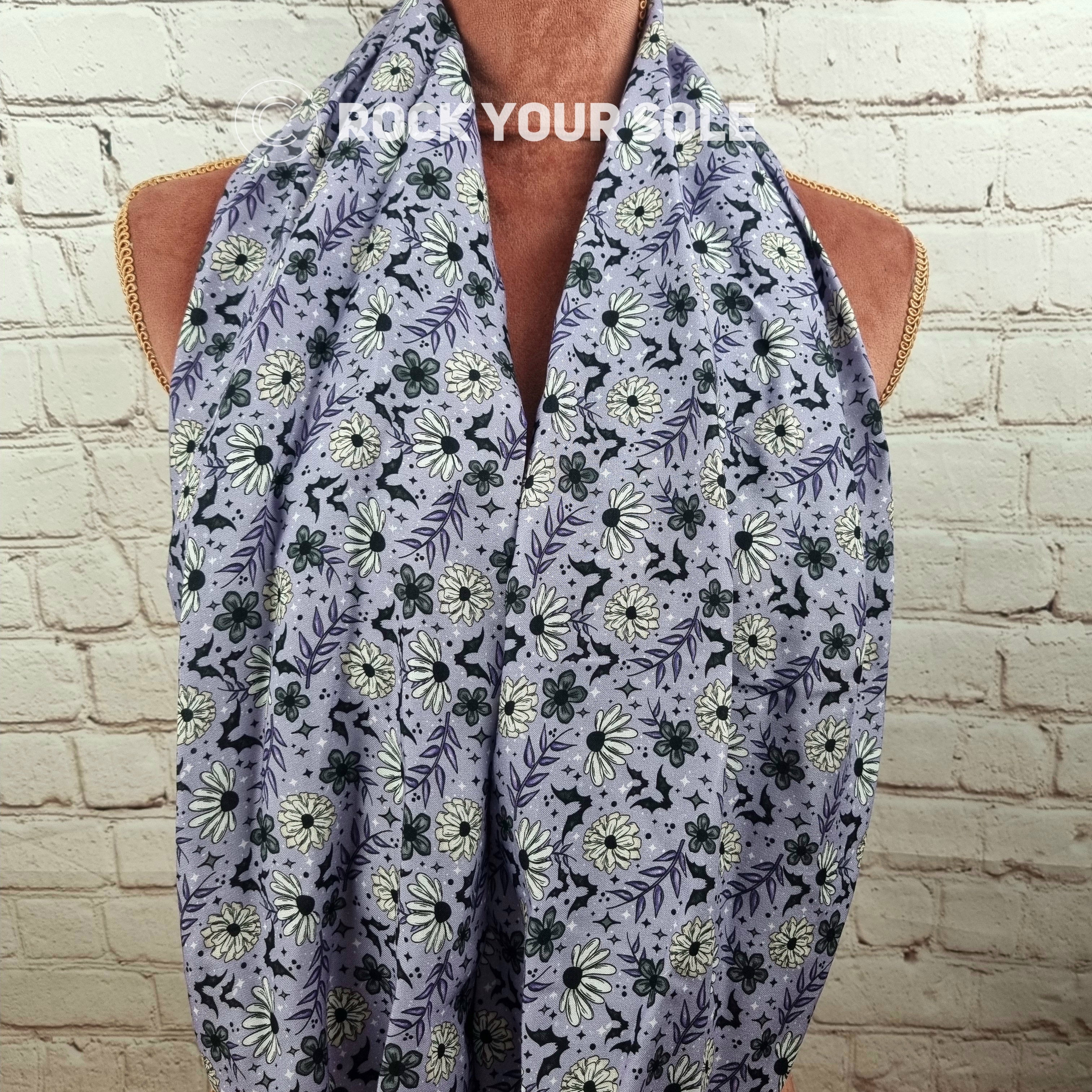 Lilac Floral Bats infinity scarf