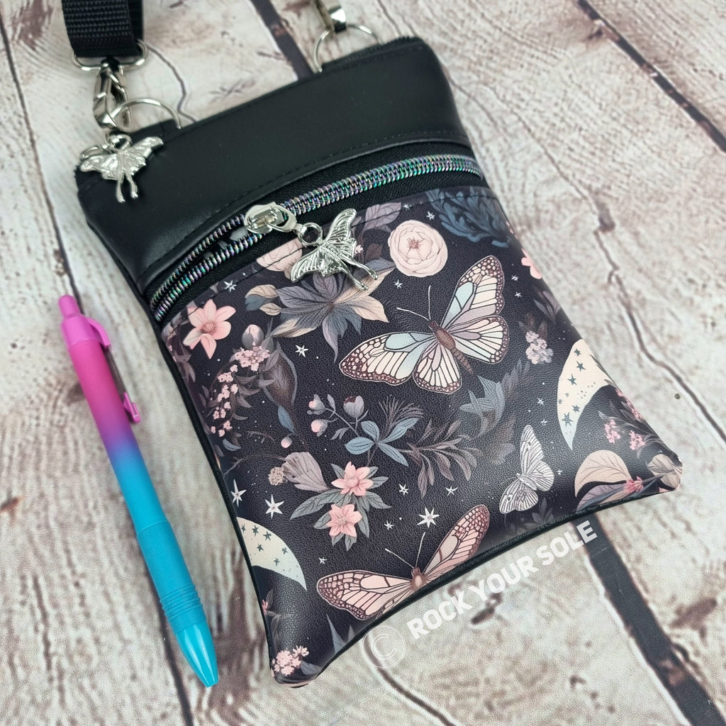 Floral Butterfly Faux Leather Crossbody Phone Bag
