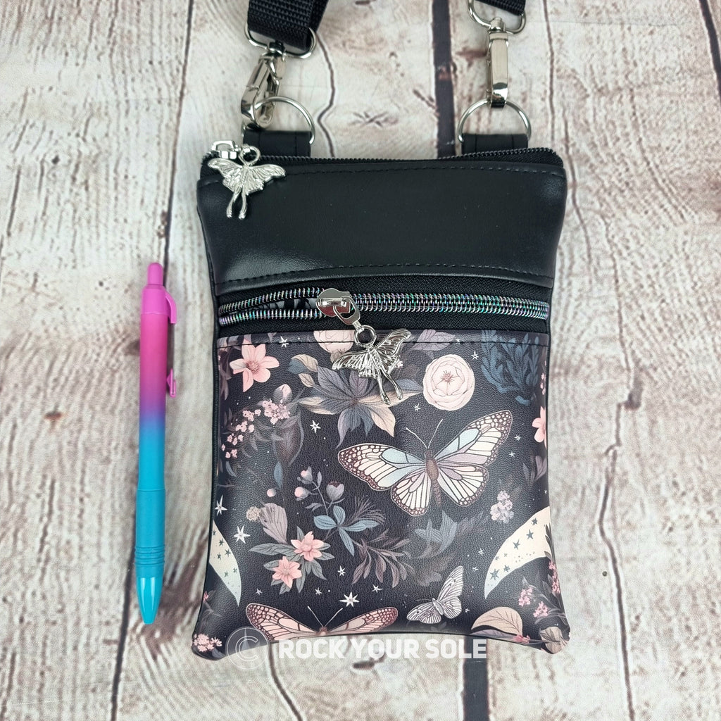 Floral Butterfly Faux Leather Crossbody Phone Bag