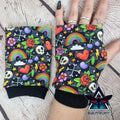 Skulls and Rainbows fingerless gloves