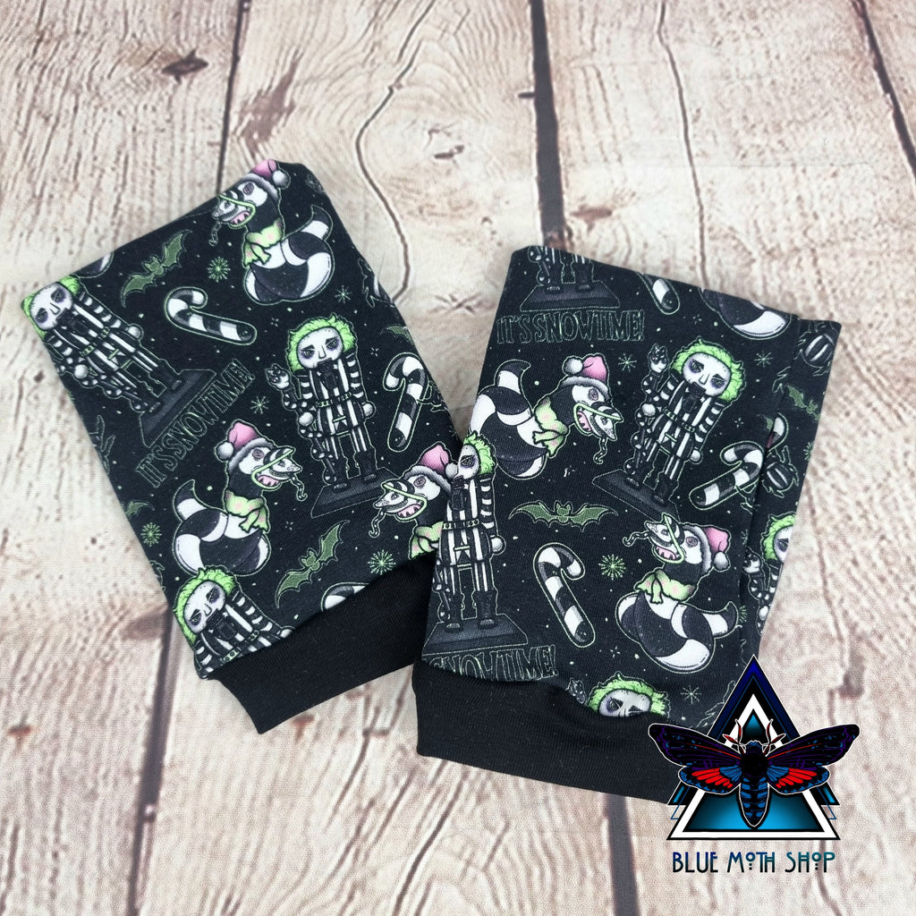Snowtime Beetlejuice Christmas fingerless gloves