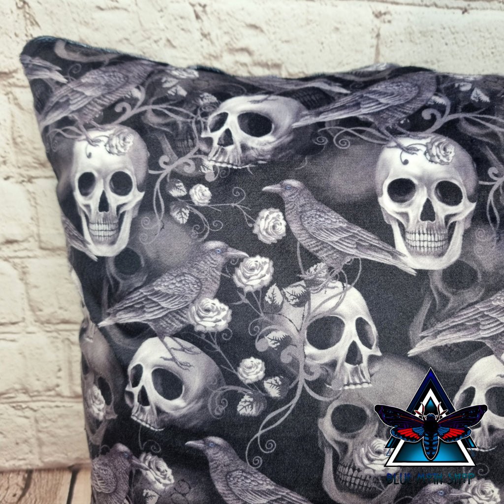 Ravens and Skulls Velvety Cushion