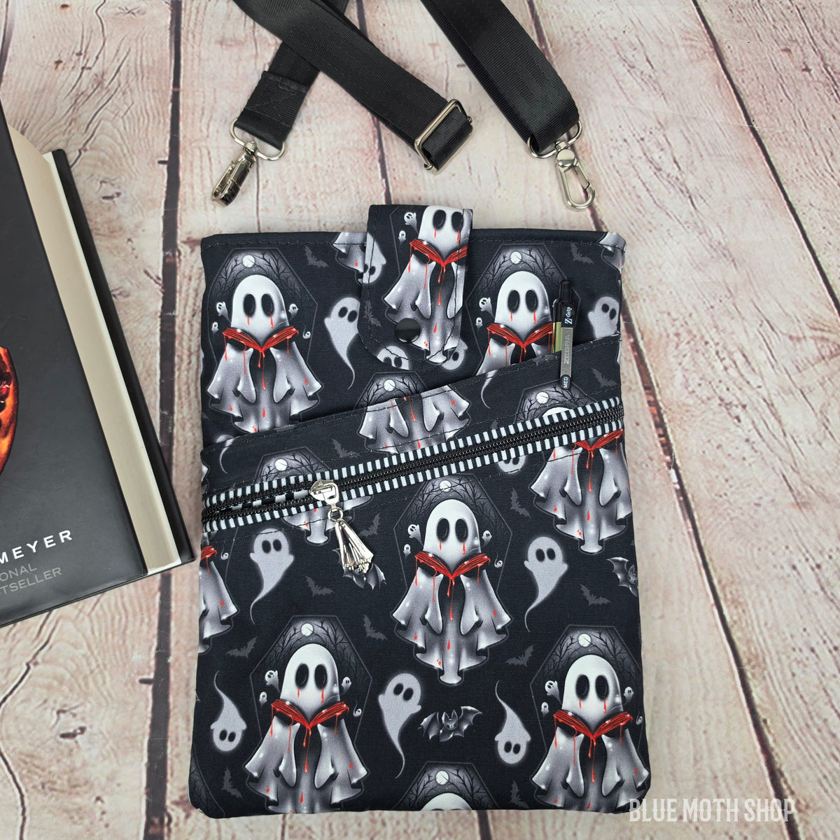 Horror Stories Ghost Book Sleeve or Book Crossbody bag