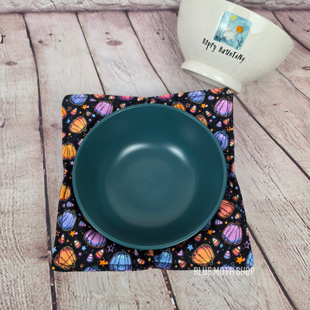 Neon Cat Pumpkins Double Sided Bowl Cozy