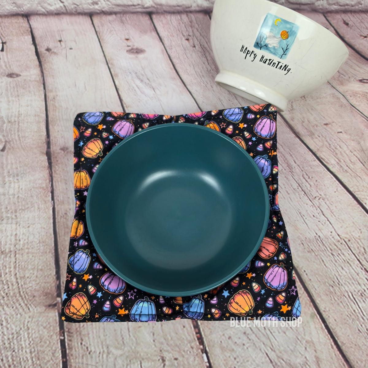 Neon Cat Pumpkins Double Sided Bowl Cozy