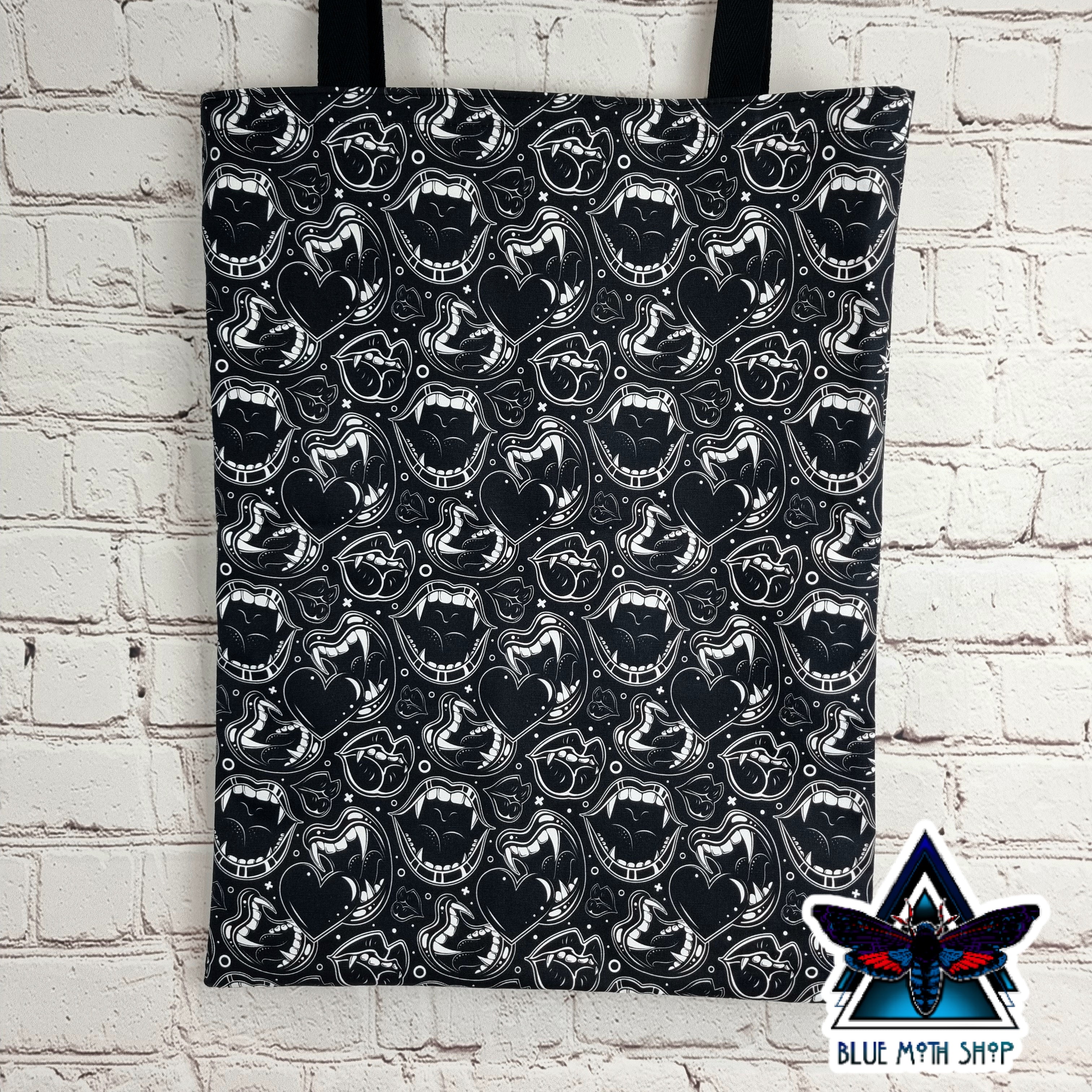 Bite Me Fangs 100% Cotton Canvas Tote Bag