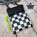 Checkerboard Grunge Faux Leather Phone Crossbody Phone Bag