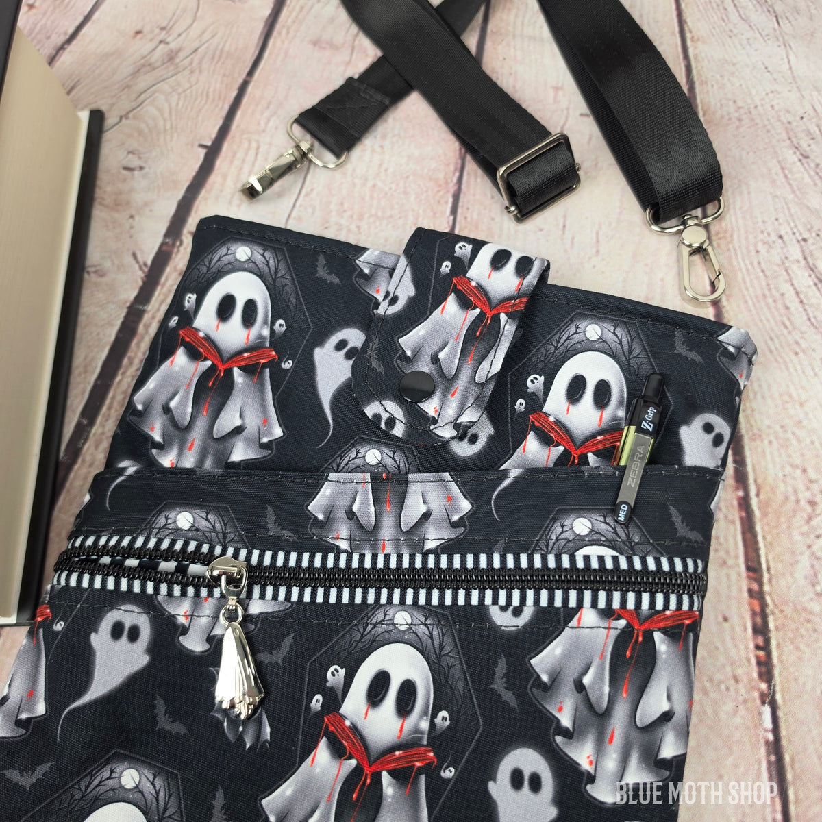 Horror Stories Ghost Book Sleeve or Book Crossbody bag