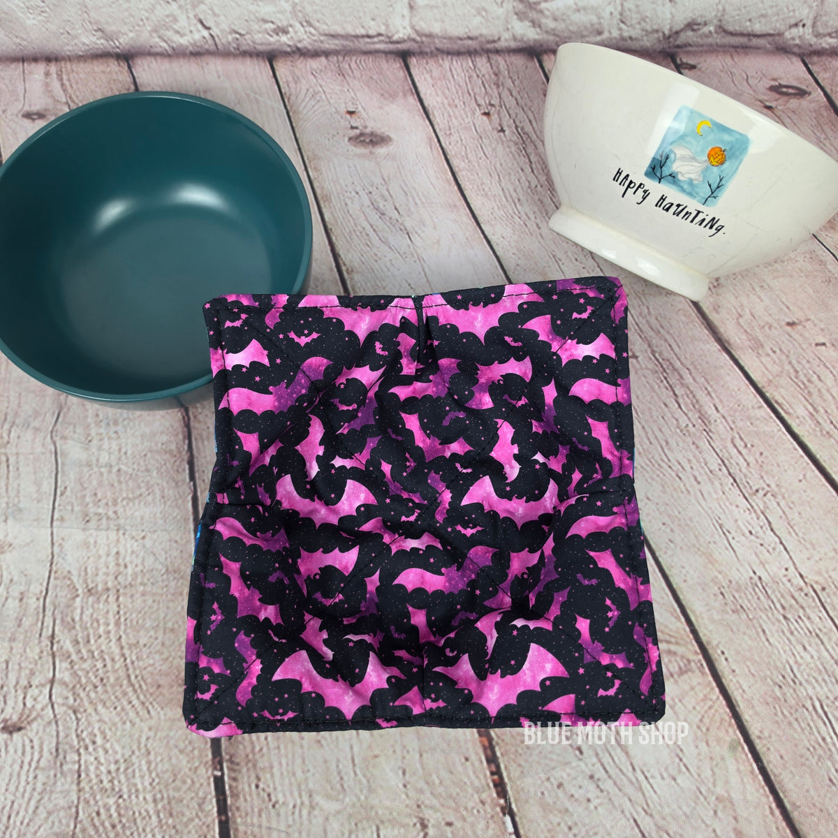 Bats Pink Blue Double Sided Bowl Cozy