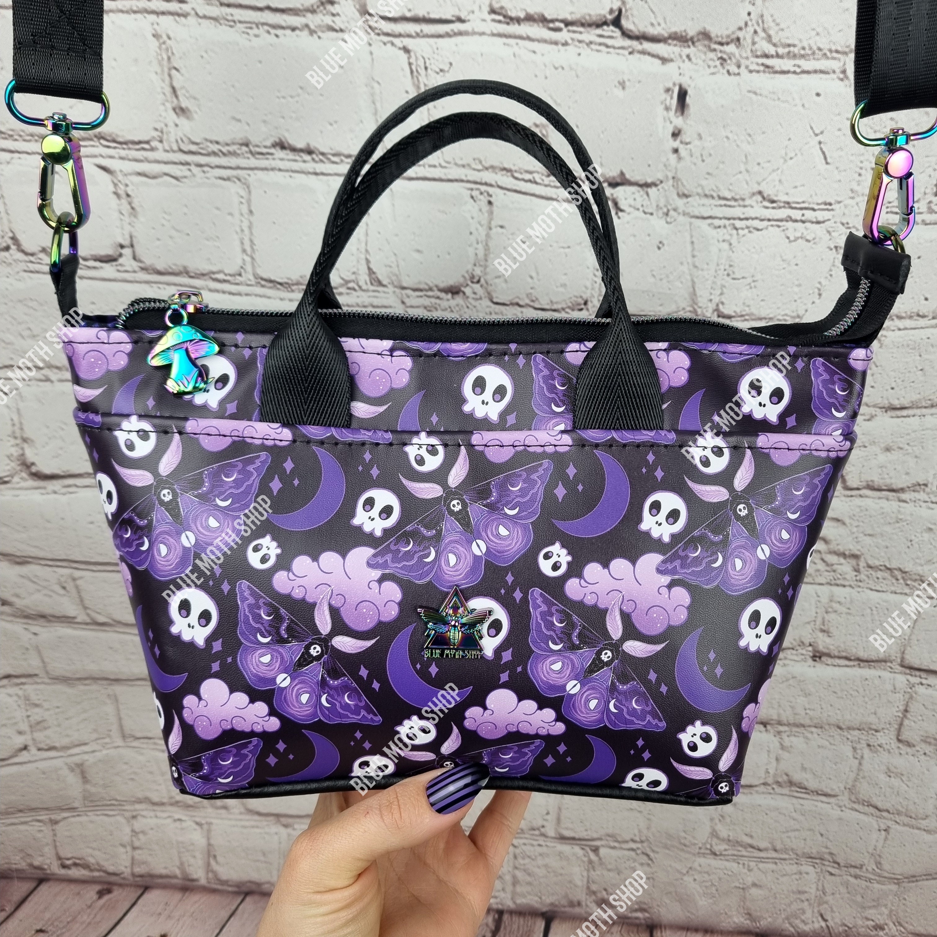 Purple Goth Moth Totini tote/ shoulder/ crossbody bag