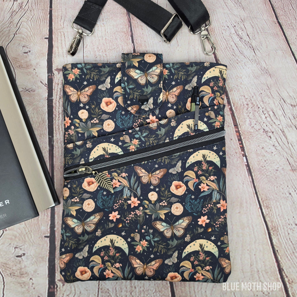 Butterfly Moon Book Sleeve or Book Crossbody bag