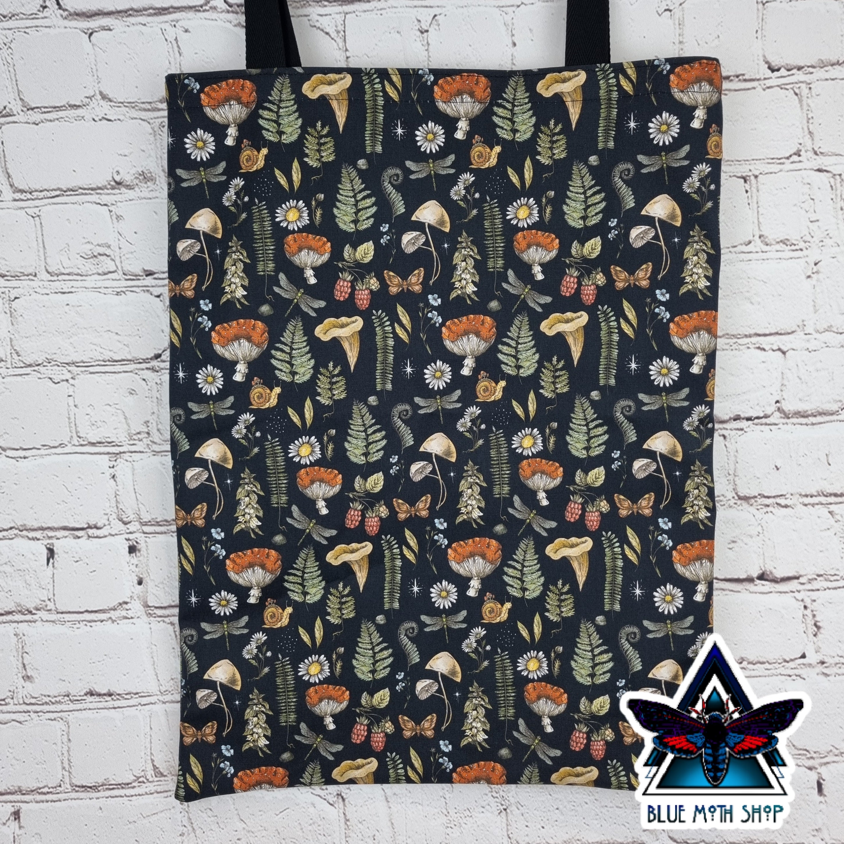 Autumn goods mushrooms handmade cotton tote bag