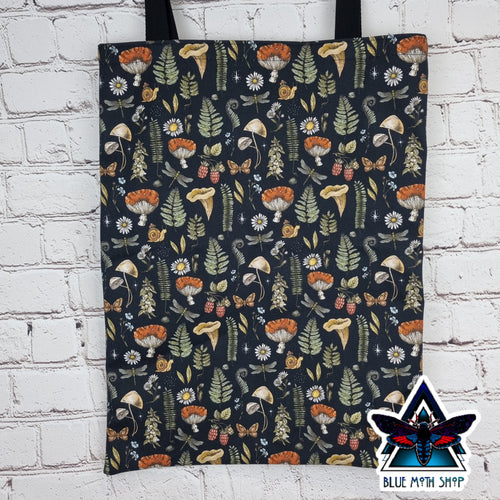 Autumn goods mushrooms handmade cotton tote bag