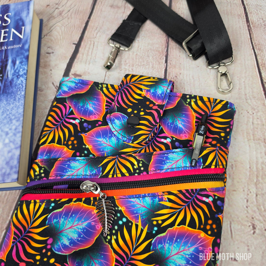 Neon Florals Book Sleeve or Book Crossbody bag