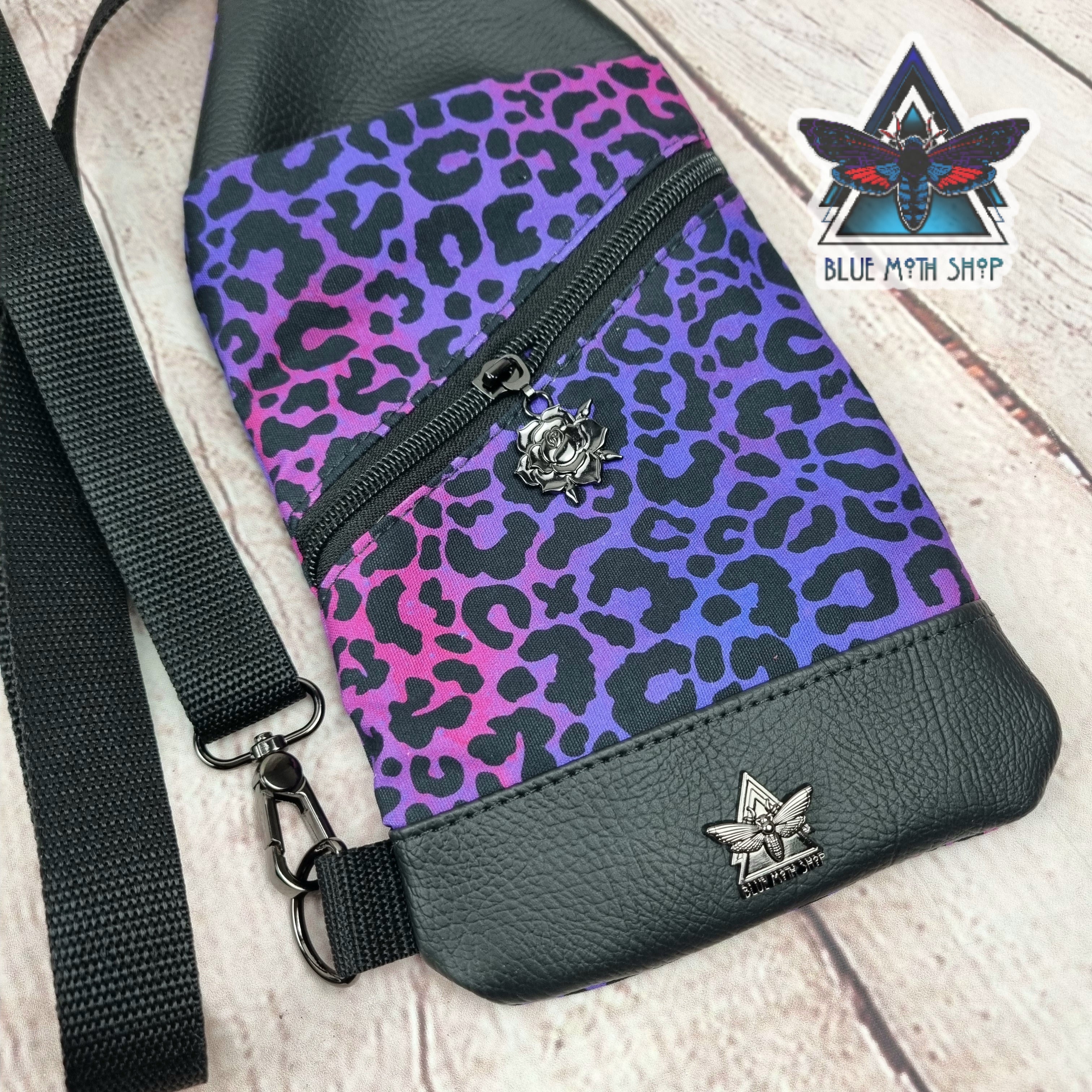 Purple Leopard Mini Travel Sling Bag