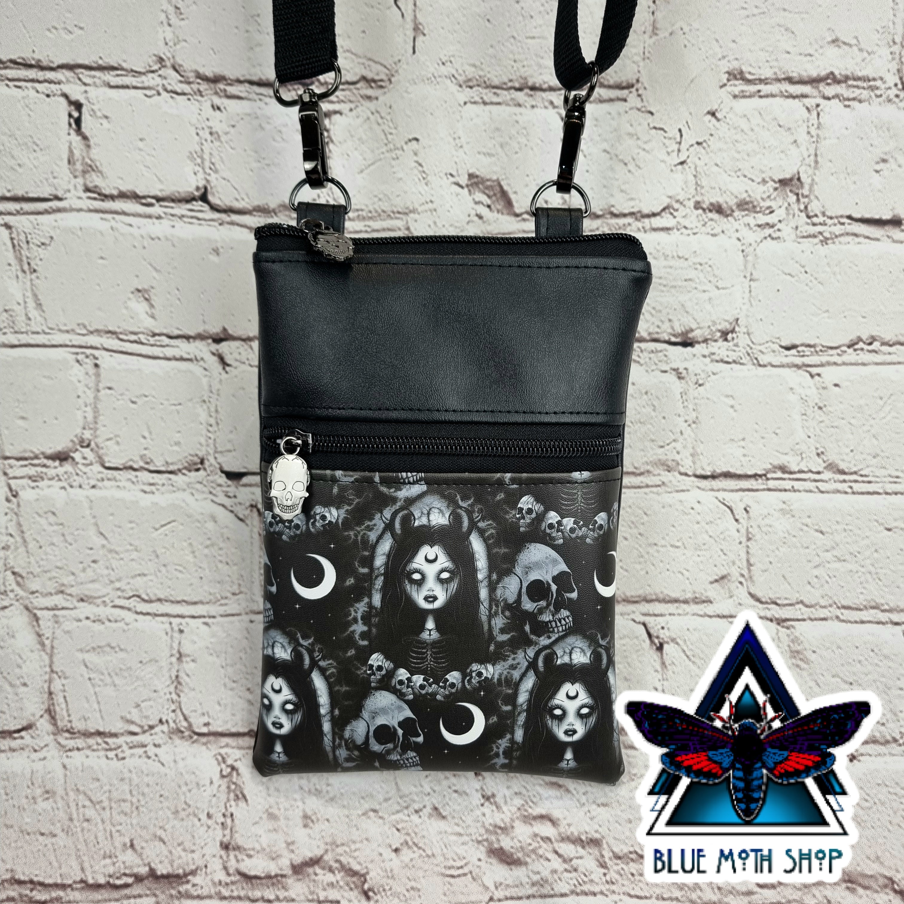 Gothic Girl Faux Leather Phone Crossbody Phone Bag