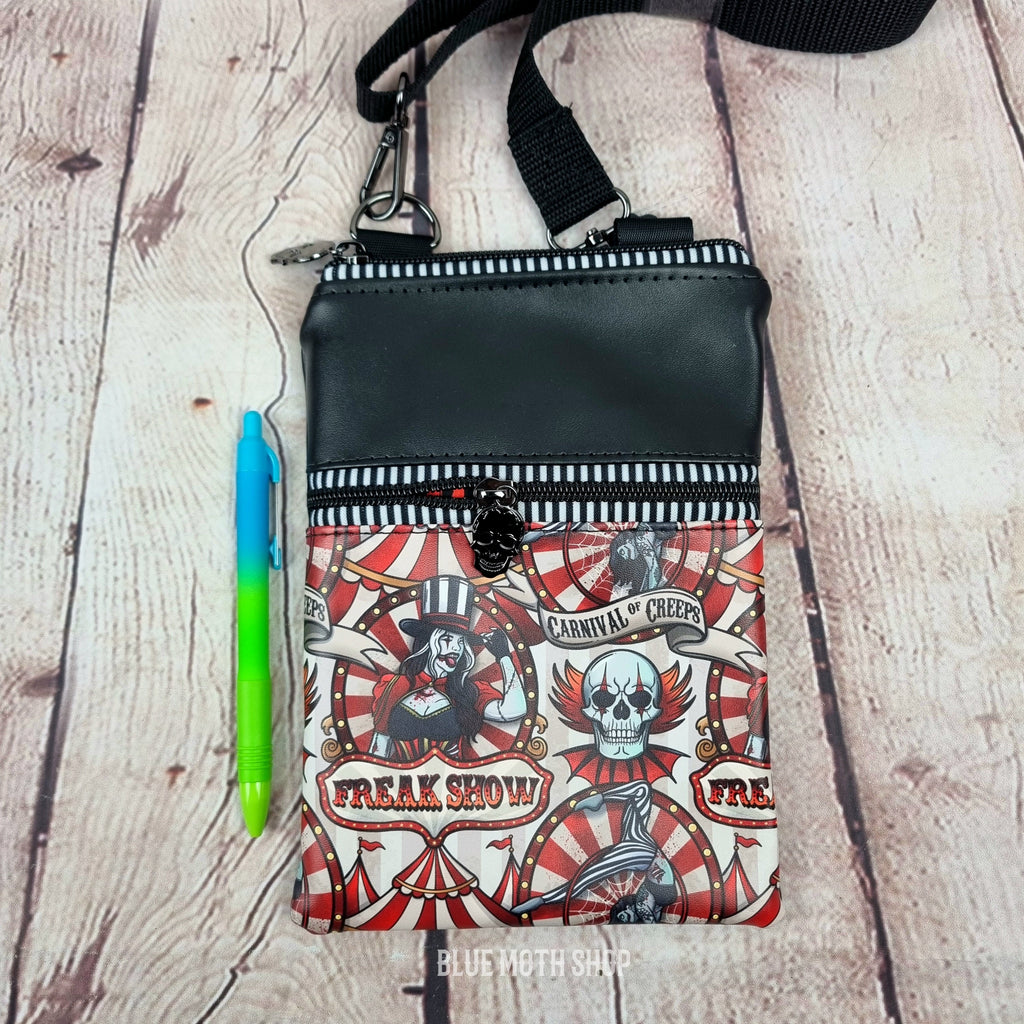 Freak Show Circus Faux Leather Crossbody Phone Bag