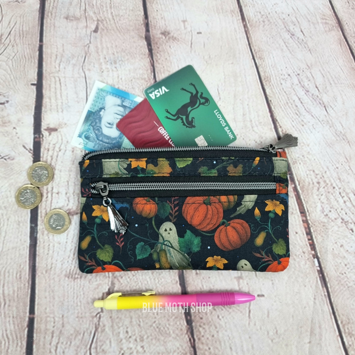 Ghost Pumpkin Garden Eco 100% Cotton Canvas Slim Purse Wallet