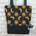 Celestial Sun Moon Tote Bag with Zip