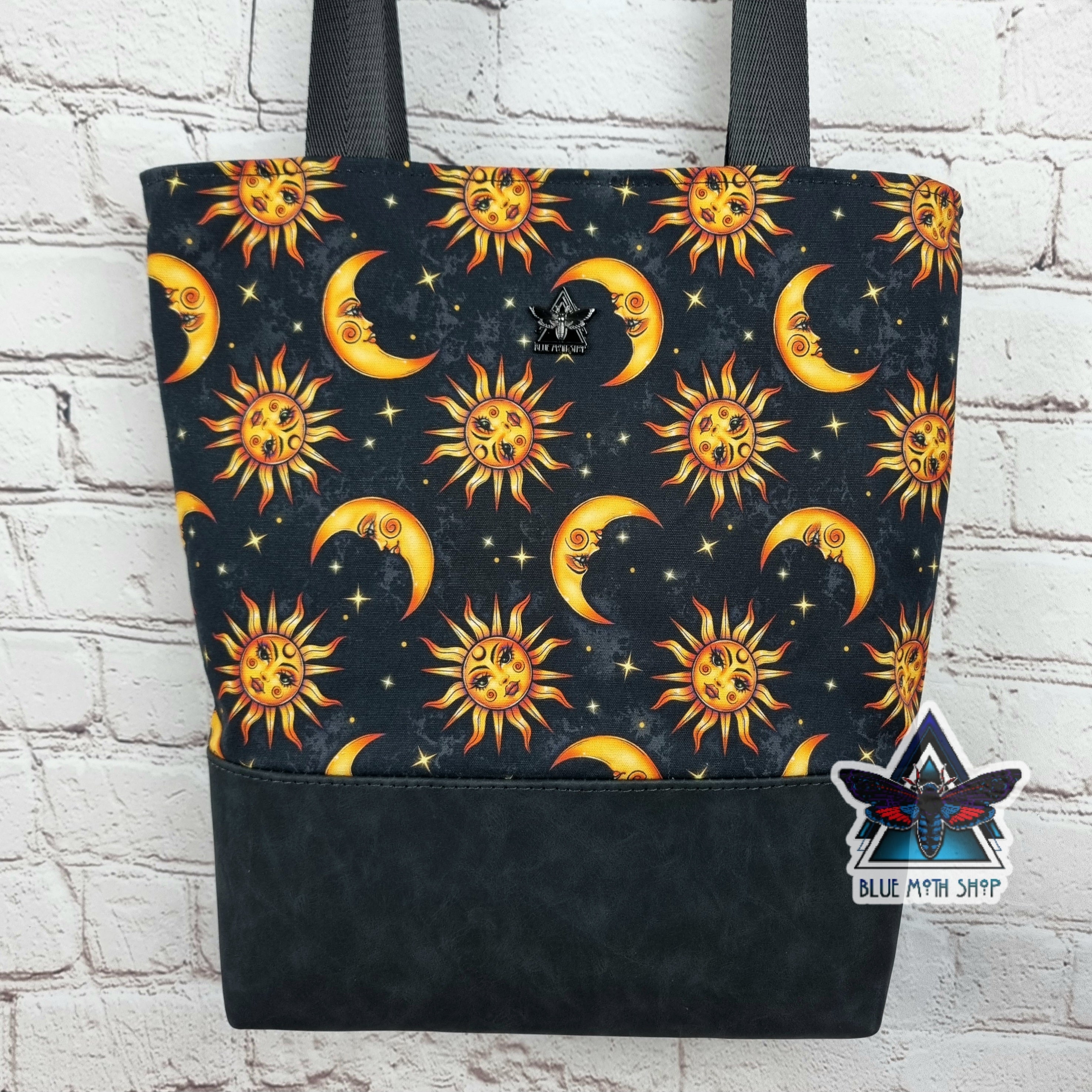 Celestial Sun Moon Tote Bag with Zip