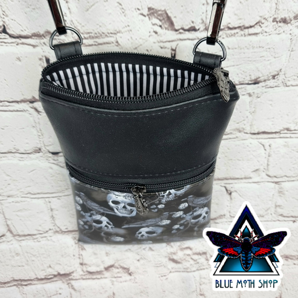 Skulls and Ravens Faux Leather Phone Crossbody Phone Bag