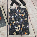 Gothic Skulls and Bats Book Sleeve or Book Crossbody bag