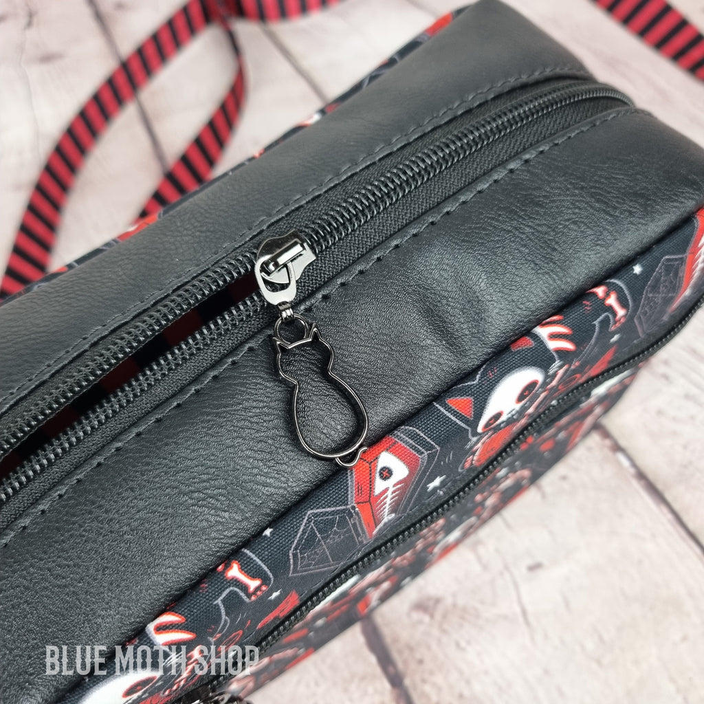 Emo Red Cat Skeleton crossbody bag