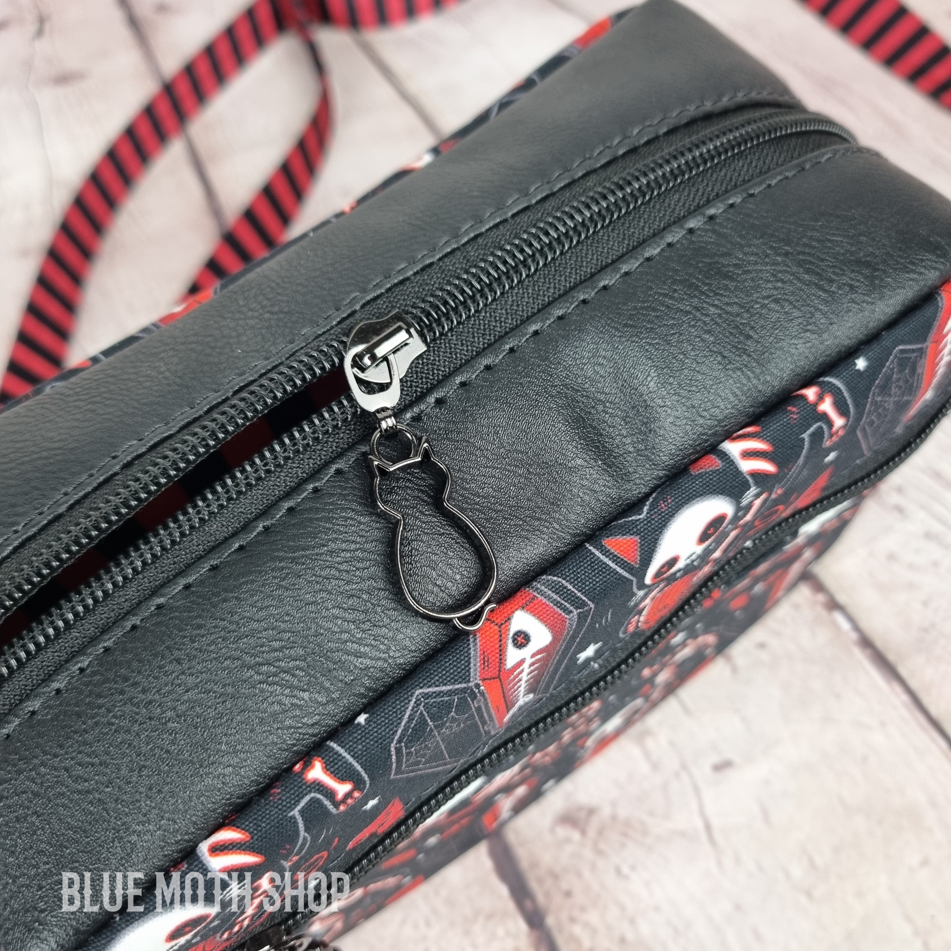 Emo Red Cat Skeleton crossbody bag
