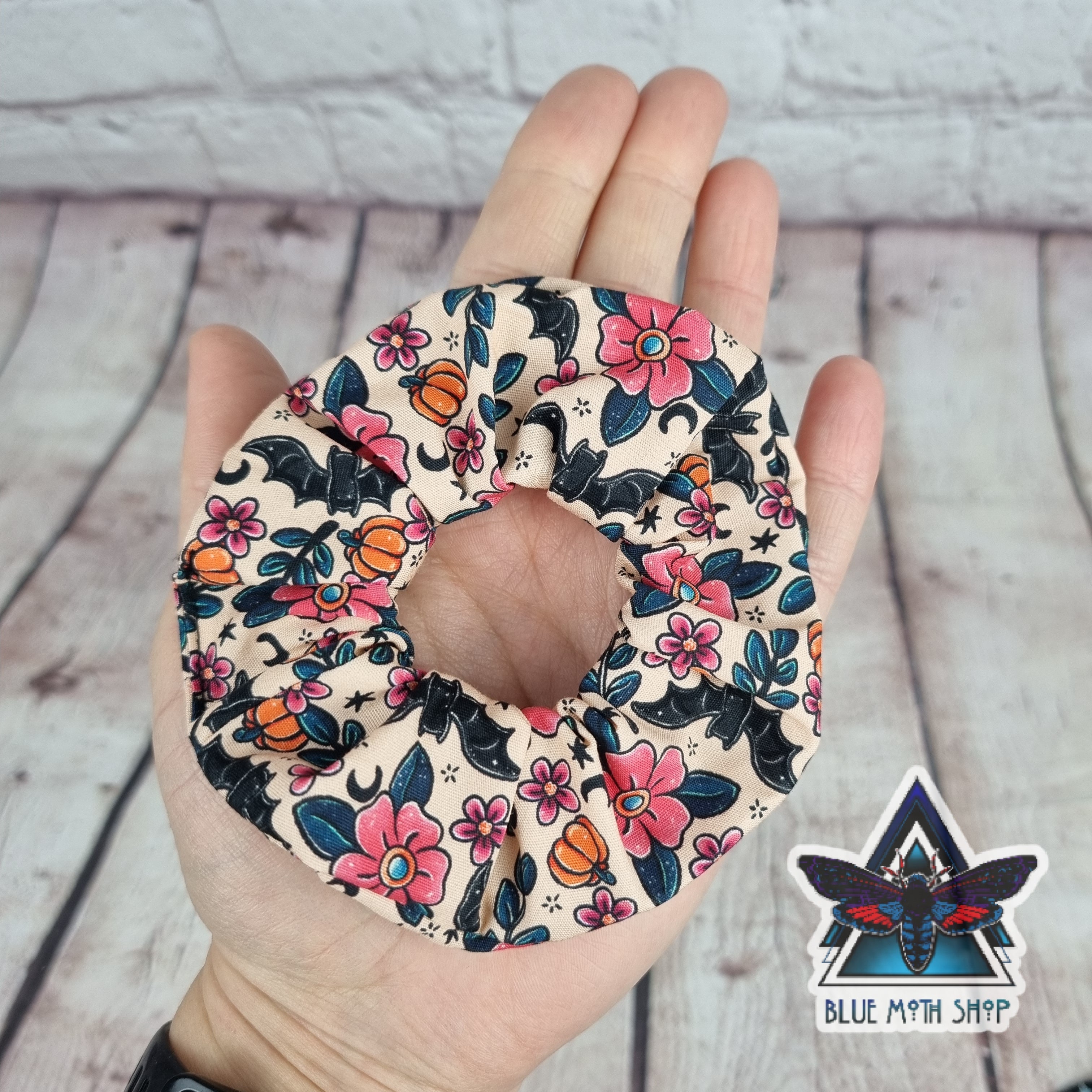 Pumpkin Bats 100% cotton scrunchie