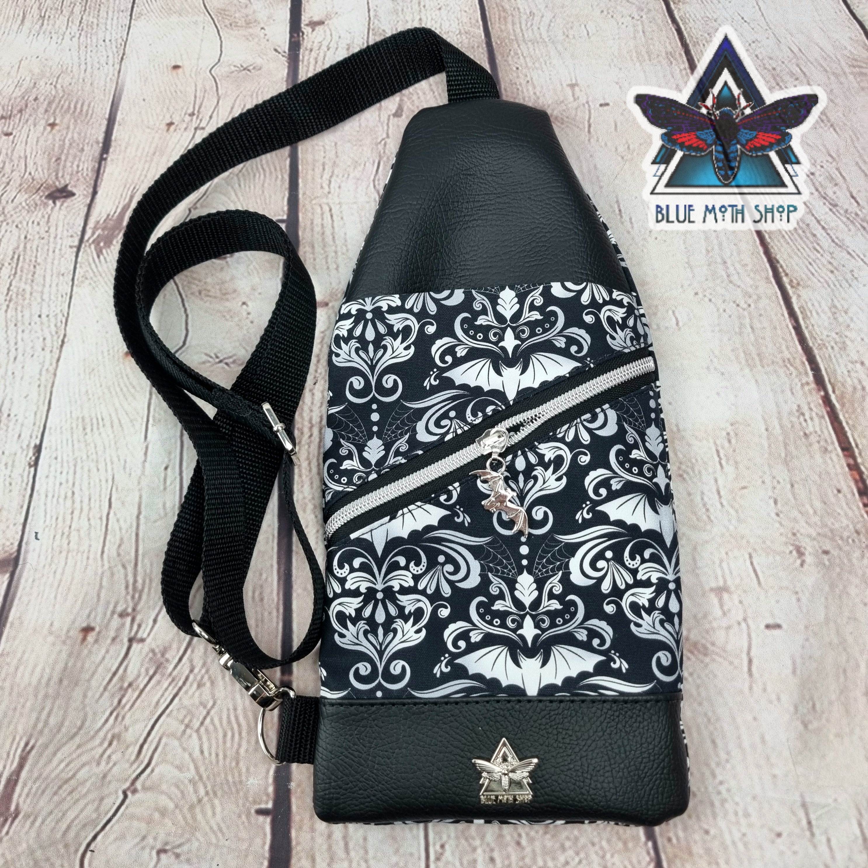 Damask Bats Mini Travel Sling Bag