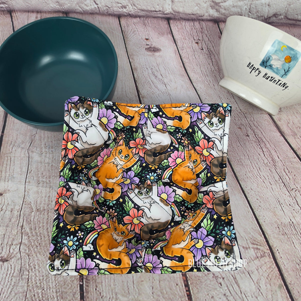 Cats Flowers Double Sided Bowl Cozy
