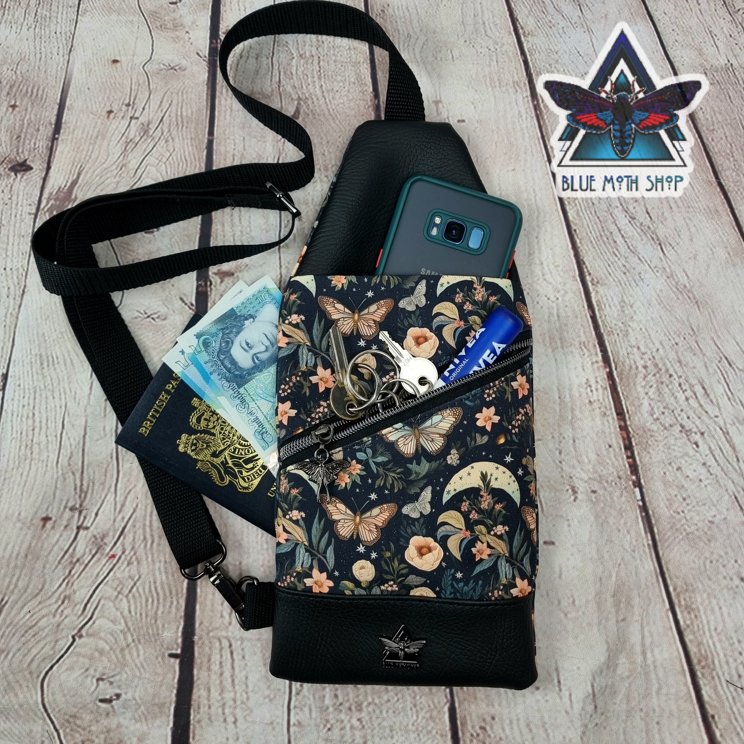 Floral Butterfly Mini Travel Sling Bag