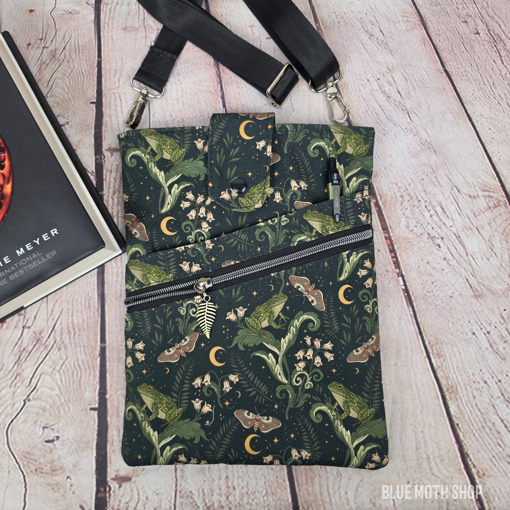 Retro Frogs Nature Book Sleeve or Book Crossbody bag