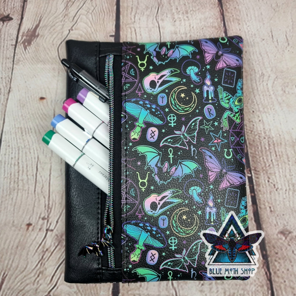 Neon Occult Skull Notebook with removable cover A5