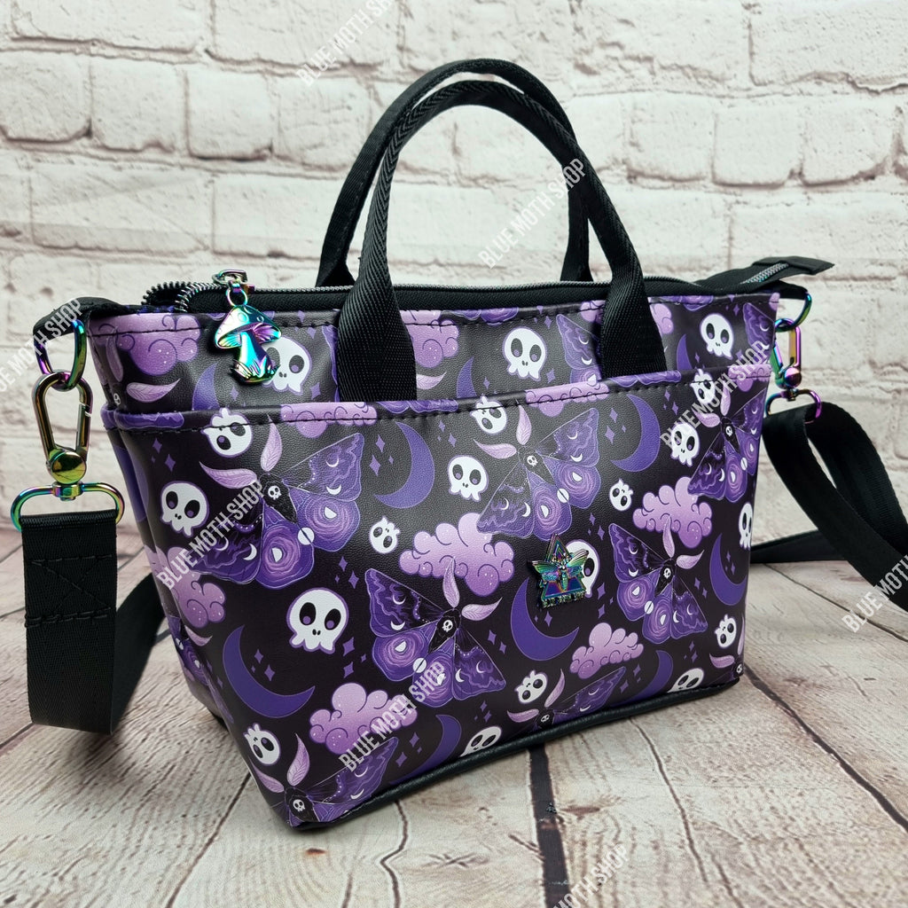 Purple Goth Moth Totini tote/ shoulder/ crossbody bag