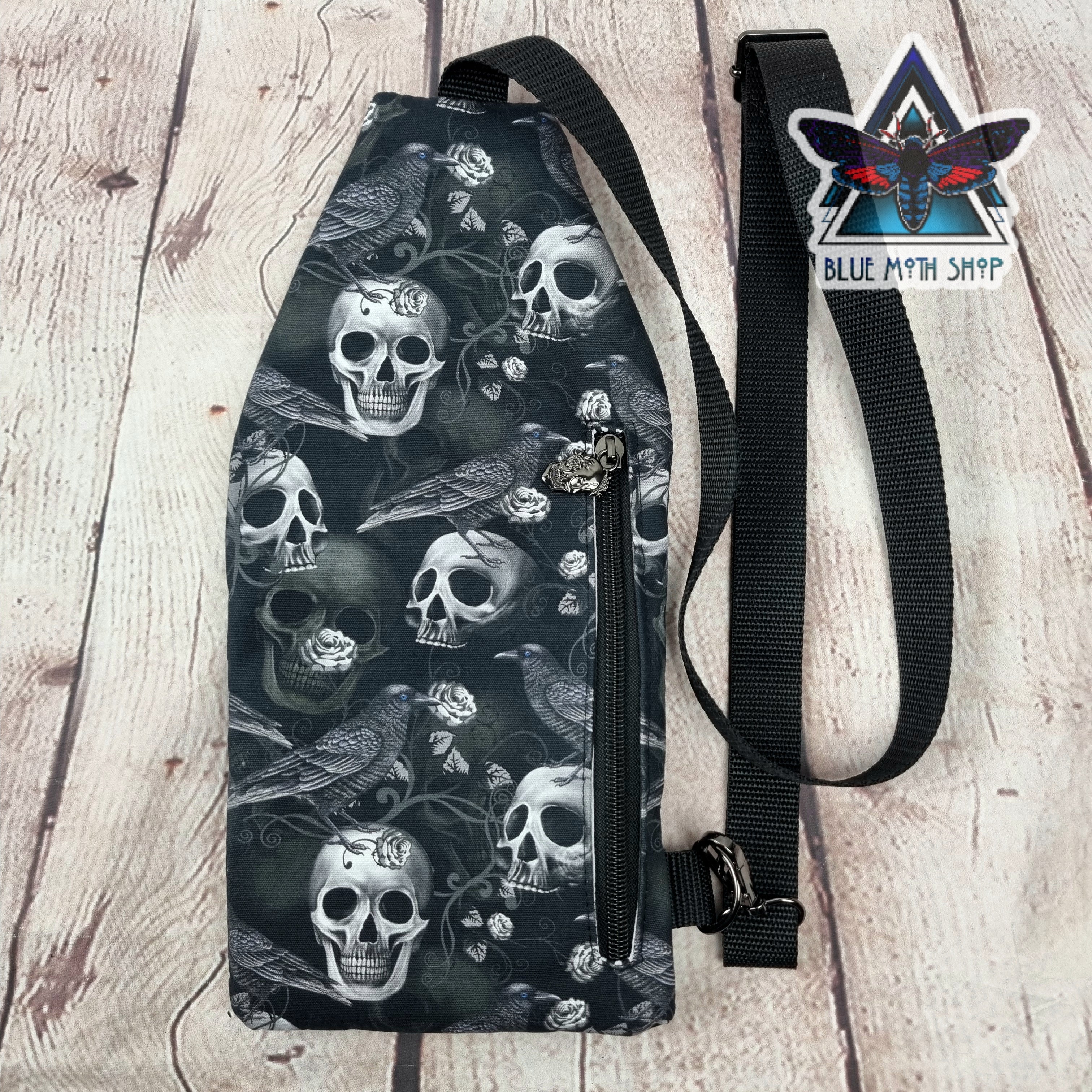 Skulls and Ravens Mini Travel Sling Bag