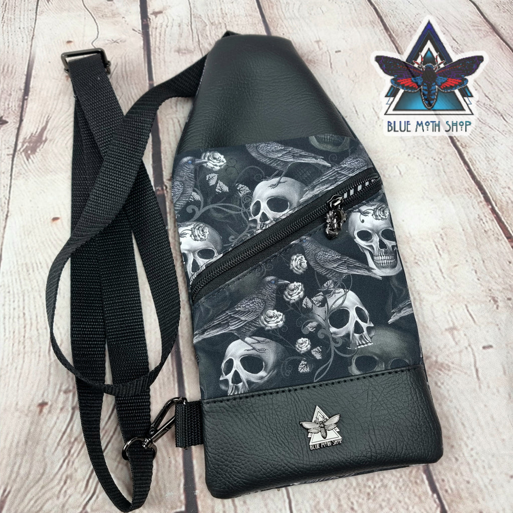 Skulls and Ravens Mini Travel Sling Bag