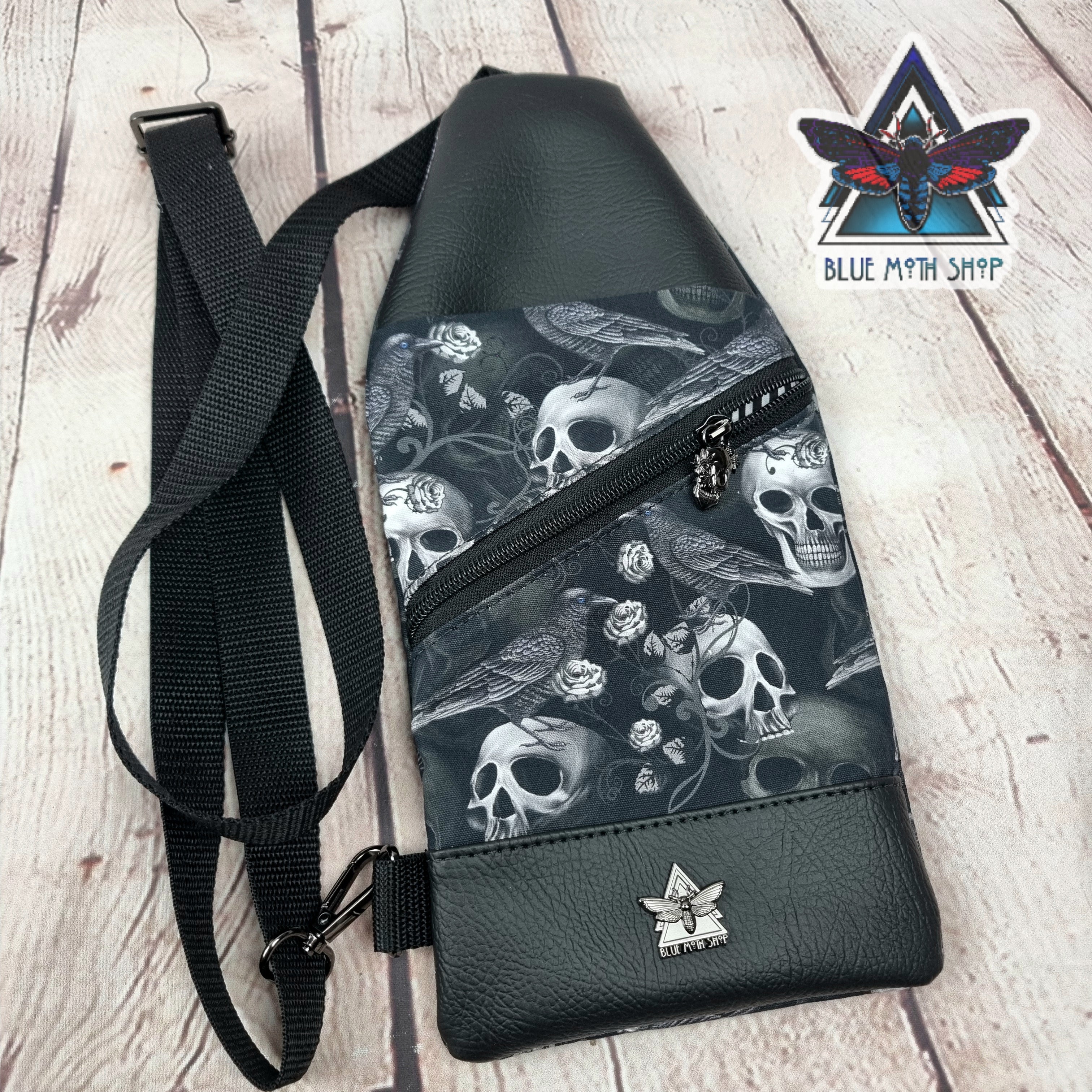 Skulls and Ravens Mini Travel Sling Bag