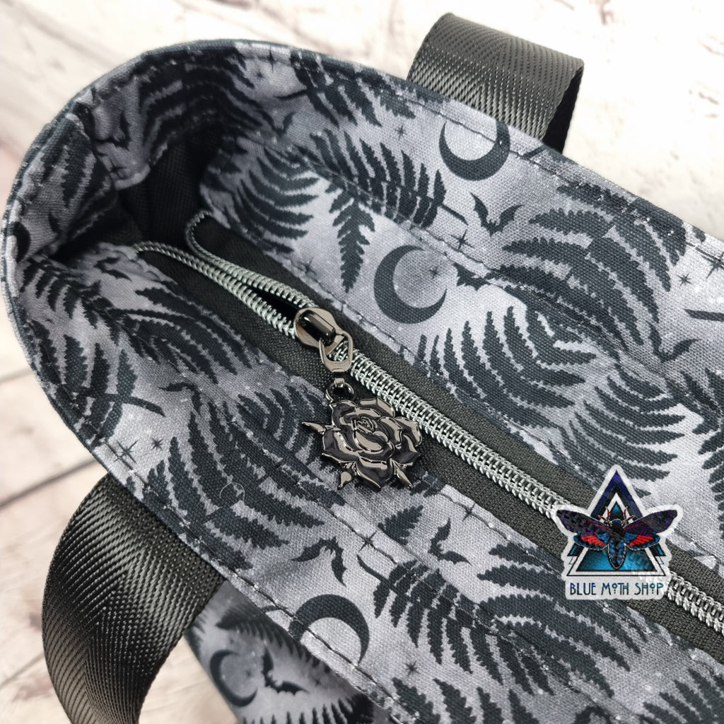 Grey Fern Tote Bag with Zip