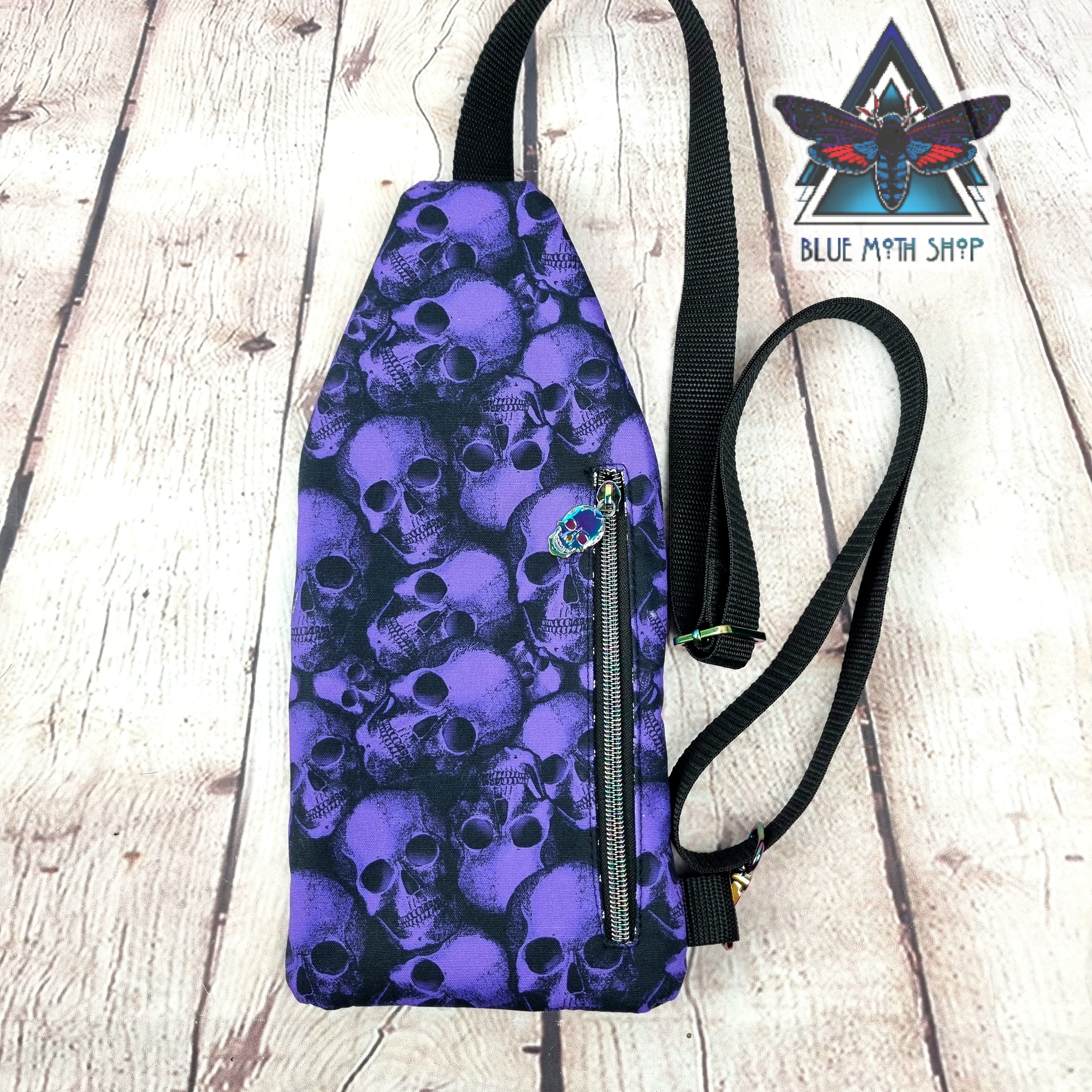Purple Skulls Mini Travel Sling Bag