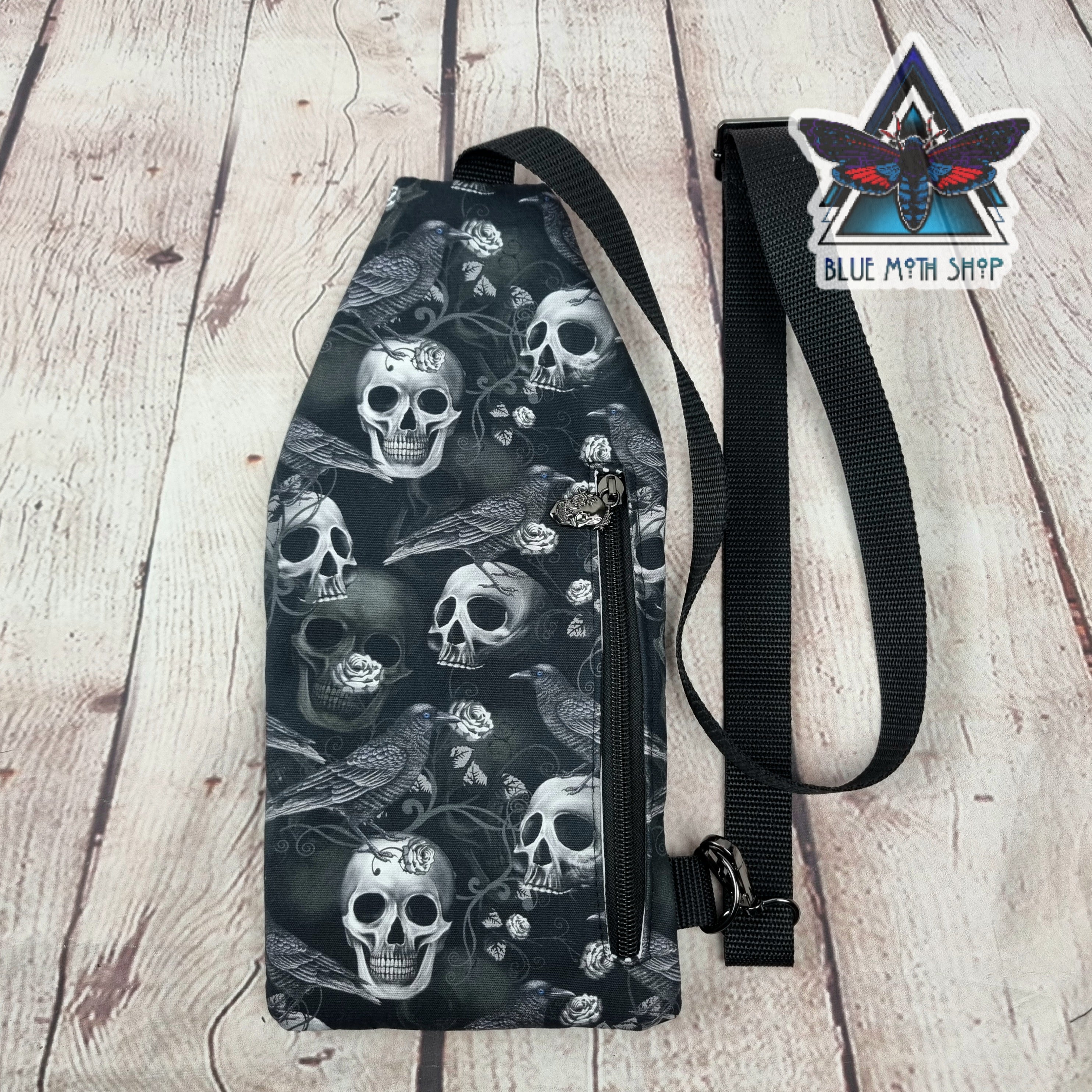 Skulls and Ravens Mini Travel Sling Bag