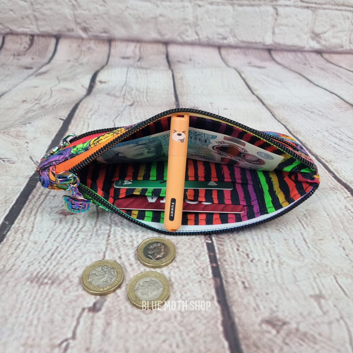 Rainbow Pumpkins Eco 100% Cotton Canvas Slim Purse Wallet