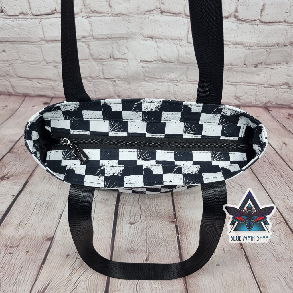 Grunge Checkerboard Tote Bag with Zip