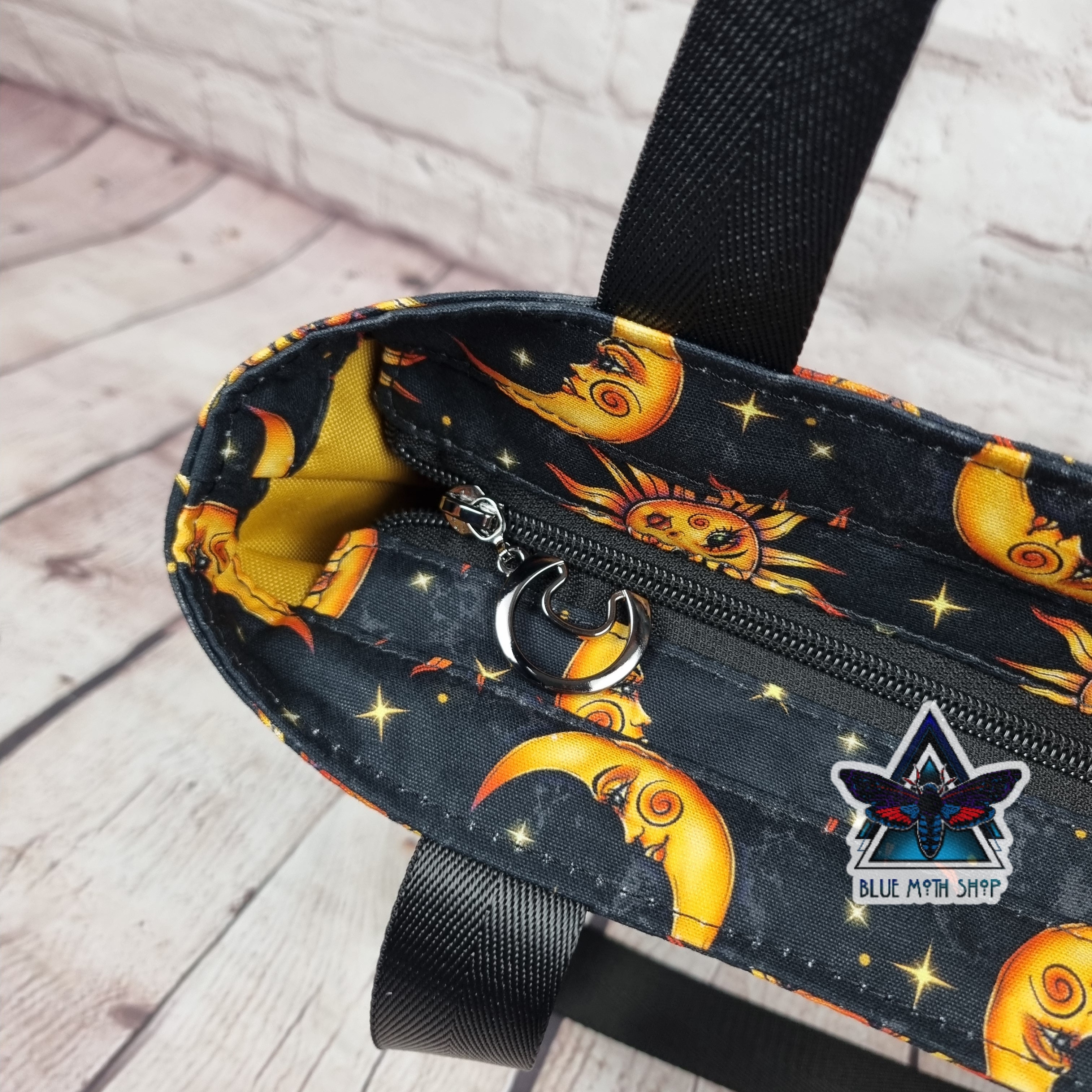 Celestial Sun Moon Tote Bag with Zip